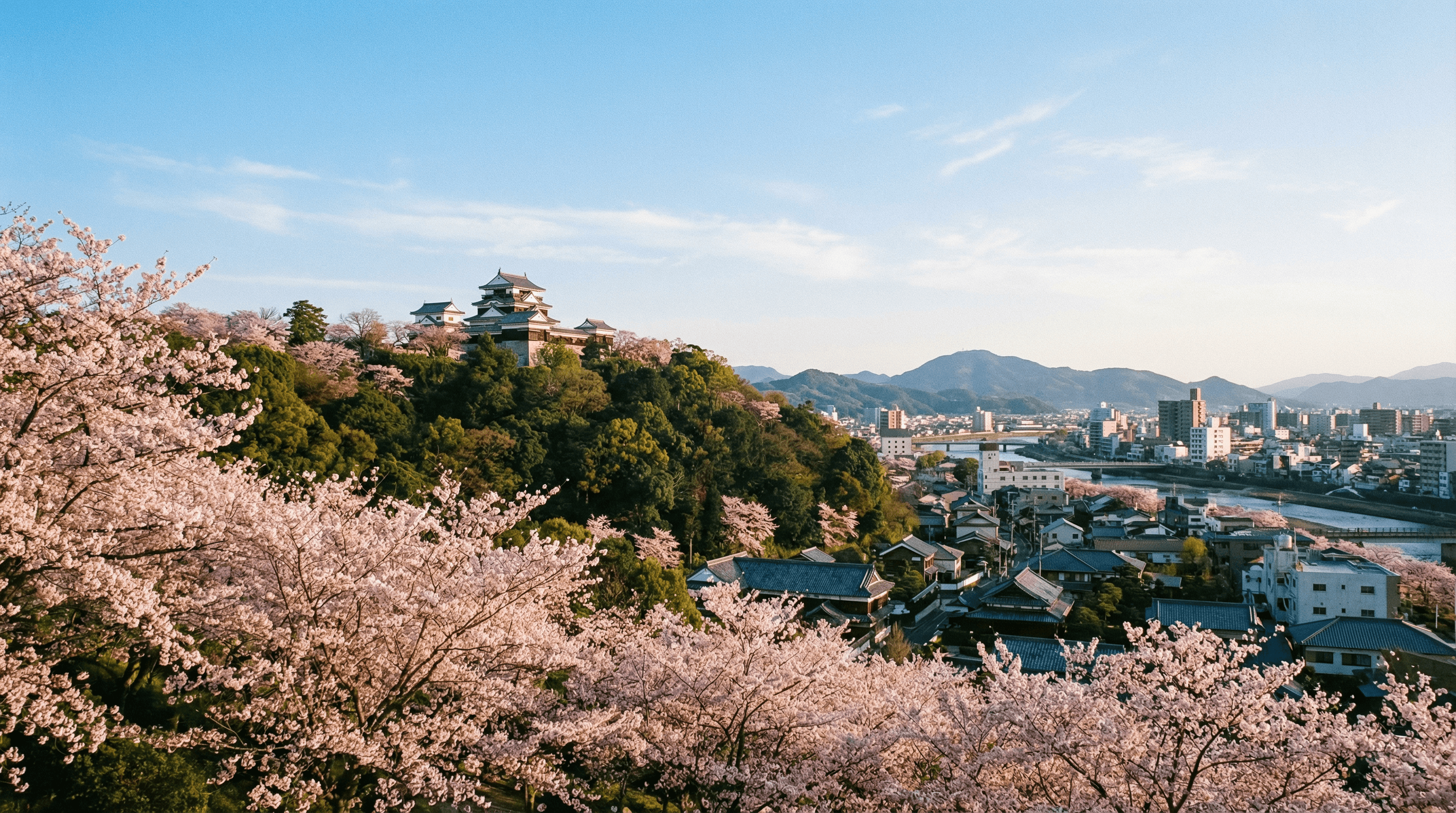 愛媛の街並みと青空。会社概要ページのヒーロー画像。