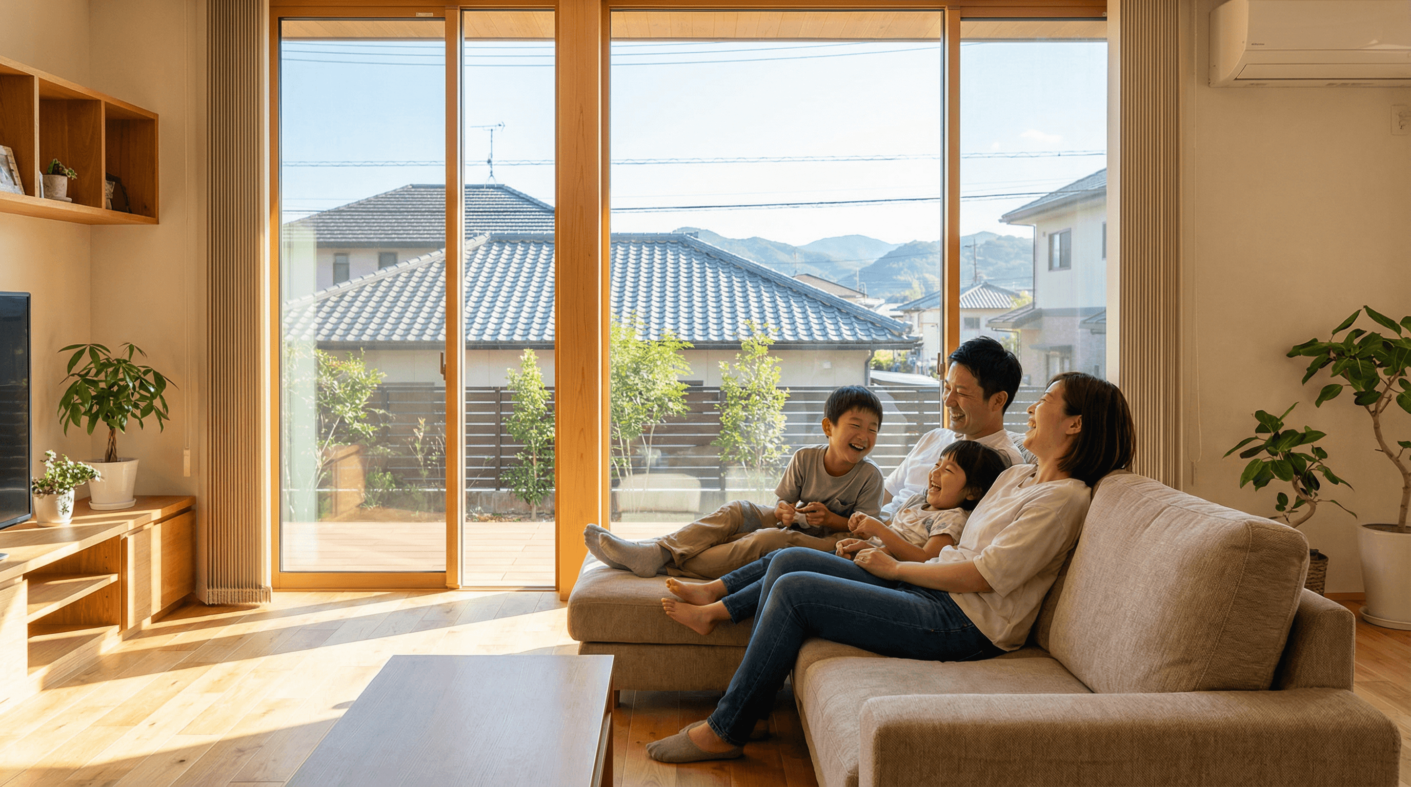 愛媛の家族が住まいでくつろぐメインビジュアル